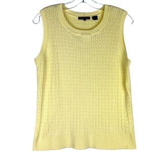 Jeanne Pierre knit sleeveless preppy top Sz XL Yellow